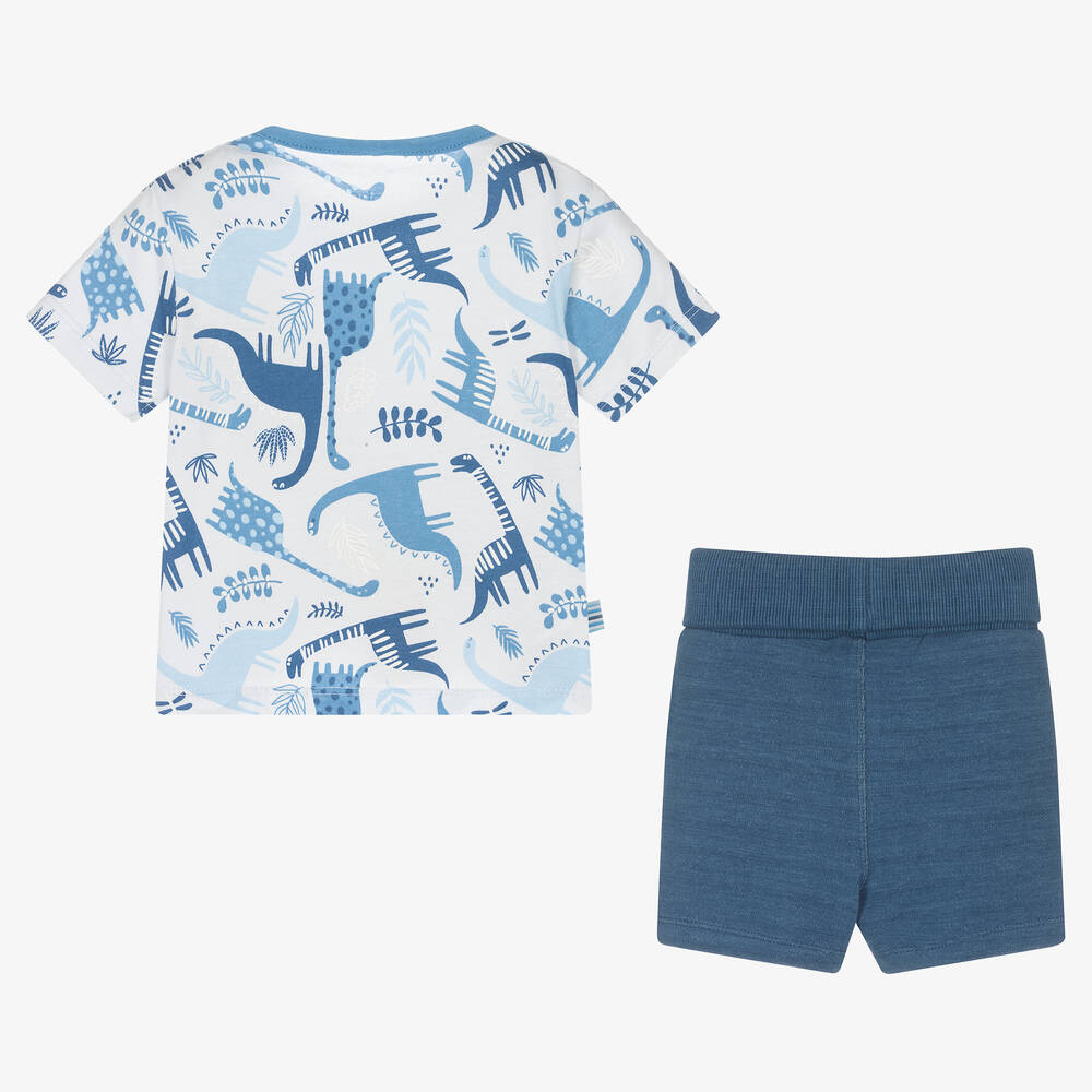 Boboli-Baby Boys Blue Cotton Dinosaur Shorts Set | Childrensalon Outlet