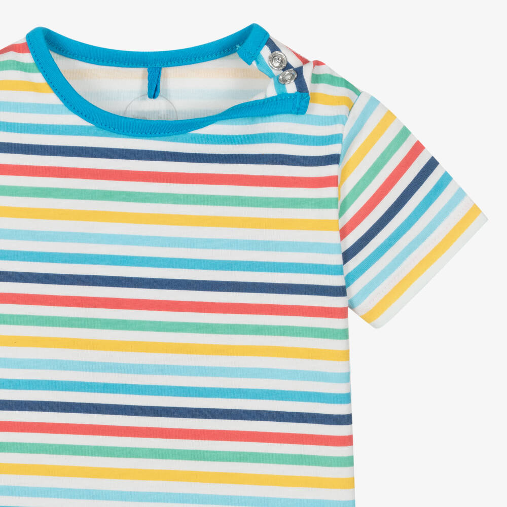 Boboli-Baby Boys Blue Cotton Dungaree Set | Childrensalon Outlet