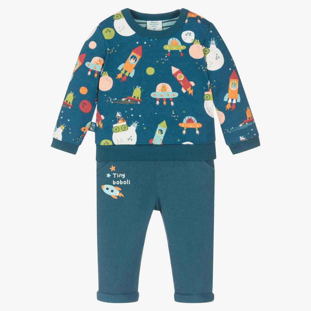 Boboli - Blauer Baby-Baumwoll-Trainingsanzug | Childrensalon