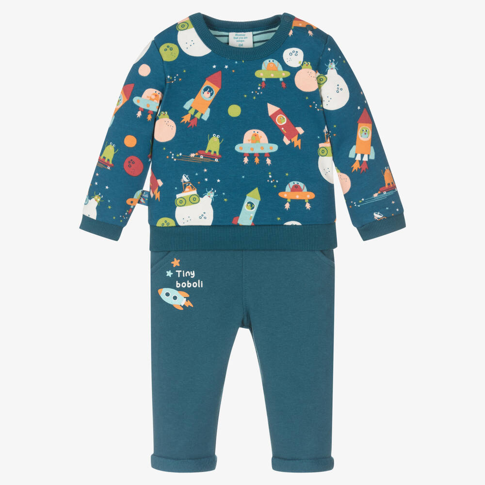 Boboli - Baby Boys Blue Cotton Tracksuit | Childrensalon