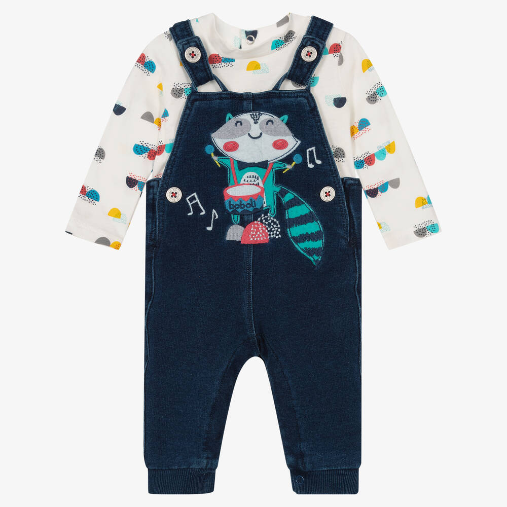 Boboli - Blaues Latzhosen-Set (Baby J) | Childrensalon