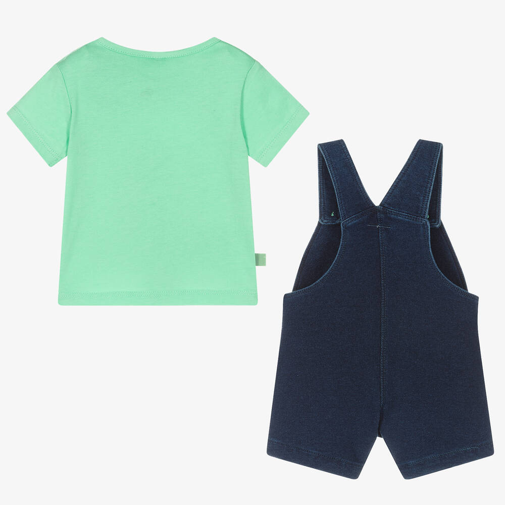 Bobux-طقم دانغريز قطن لون أزرق وأخضر للمواليد | Childrensalon Outlet