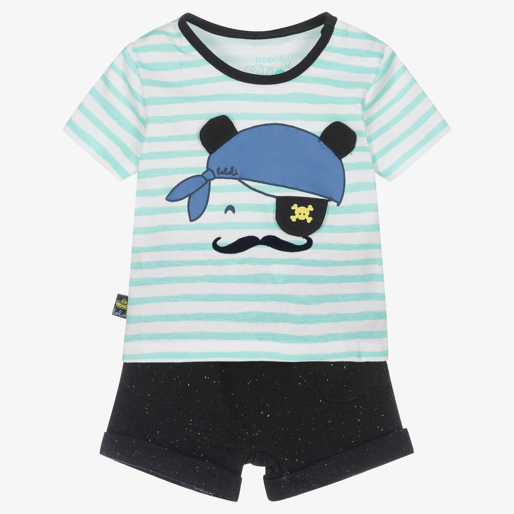 Boboli - Blau gestreiftes Piraten-Shorts-Set | Childrensalon