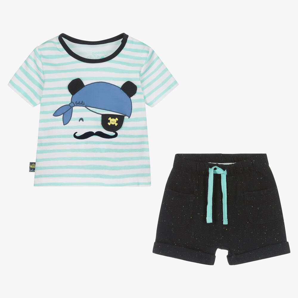 Boboli-Baby Boys Blue Stripe Pirate Shorts Set | Childrensalon Outlet