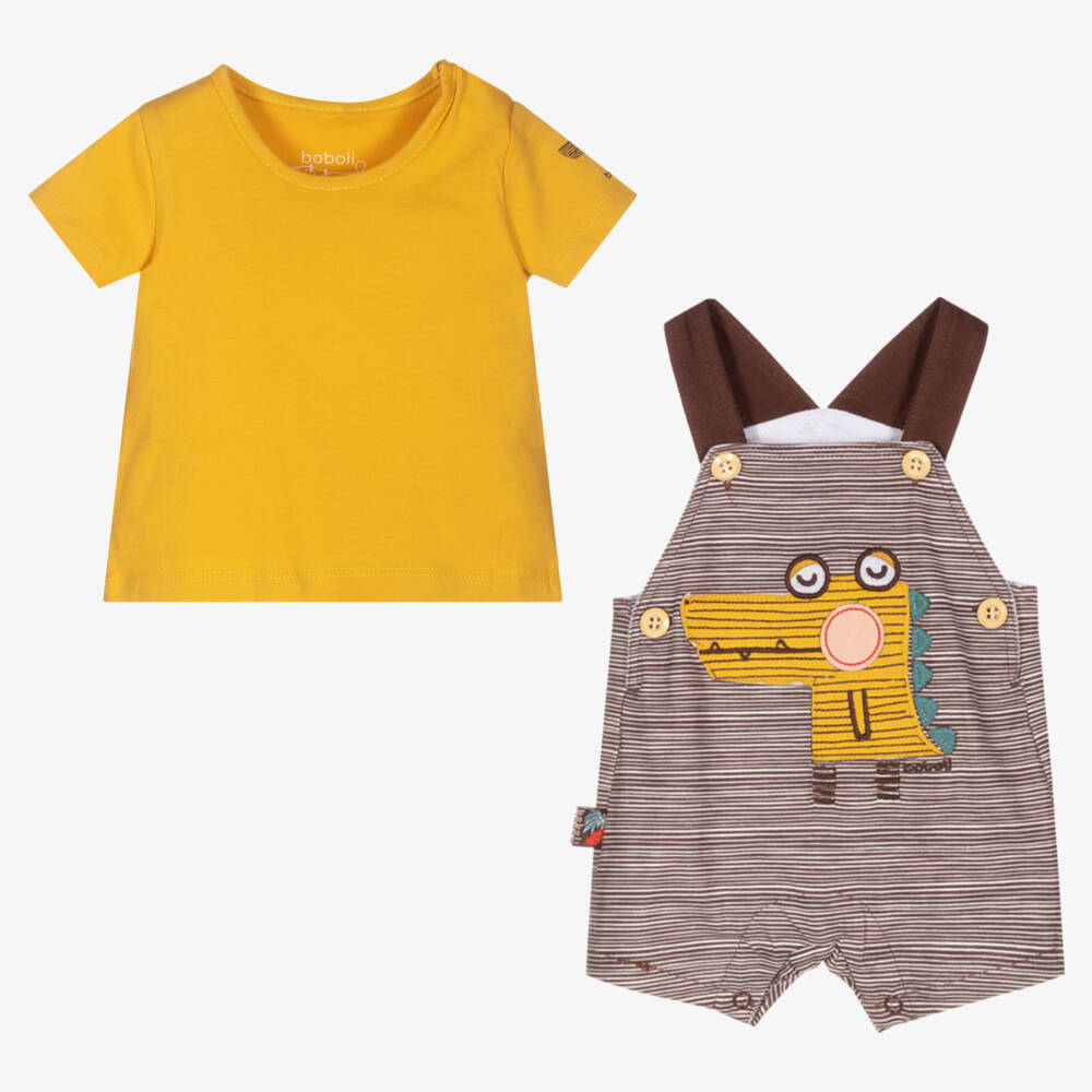 Boboli Baby Boys Cotton Dungarees Set Childrensalon Outlet