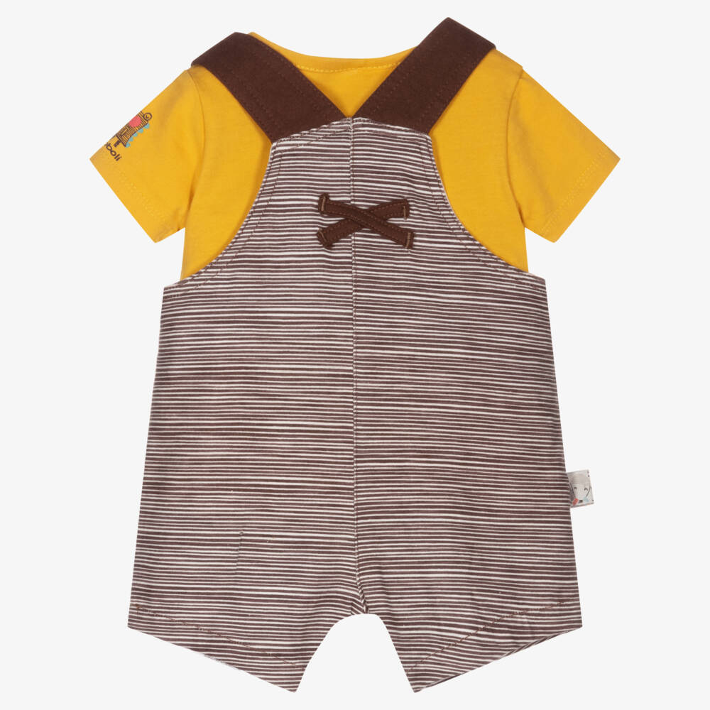 Boboli Baby Boys Cotton Dungarees Set Childrensalon Outlet