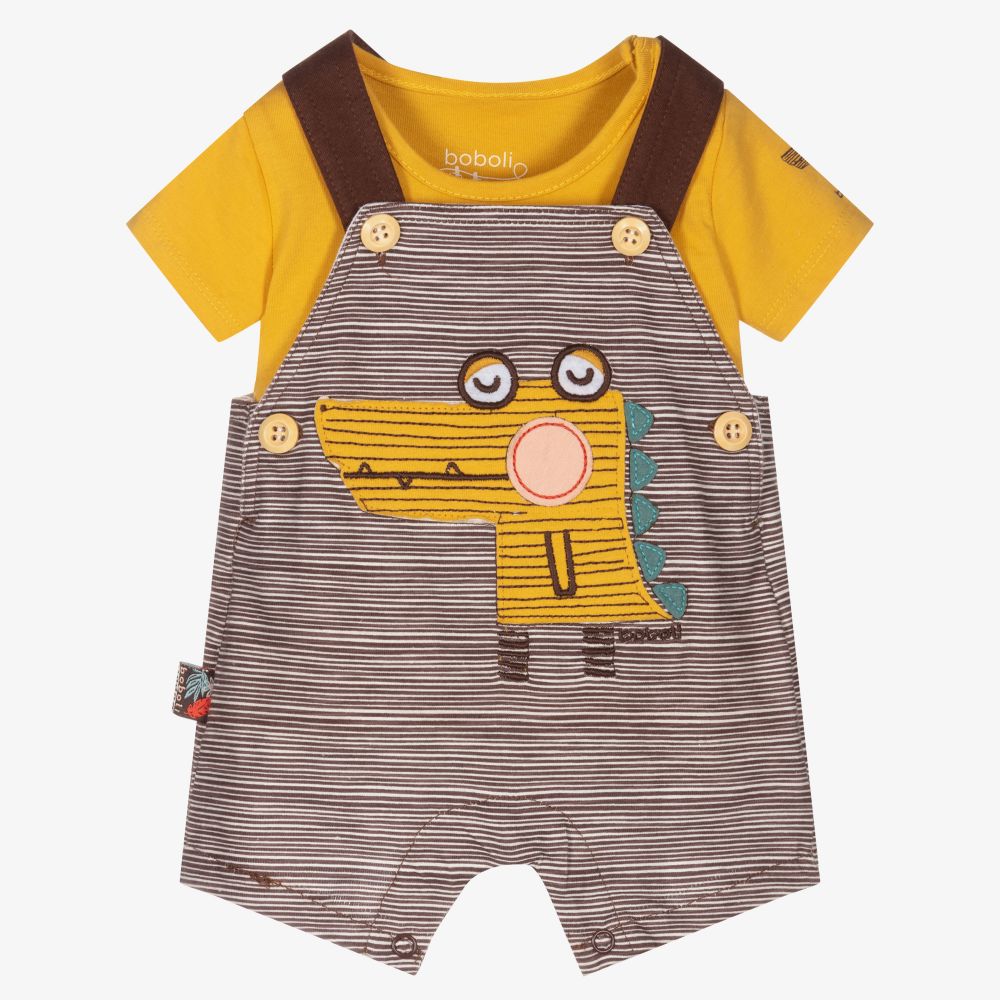 Boboli - Baby Boys Cotton Dungarees Set | Childrensalon