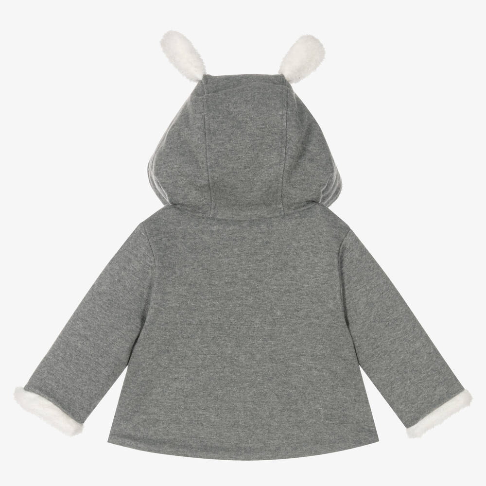 بوبولي-جاكيت هودي بسحاب قطن جيرسي لون رمادي للمواليد | Childrensalon Outlet
