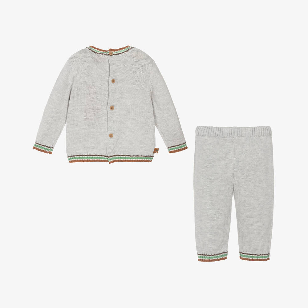 Boboli-Baby Boys Grey Knitted Forest Trouser Set | Childrensalon Outlet
