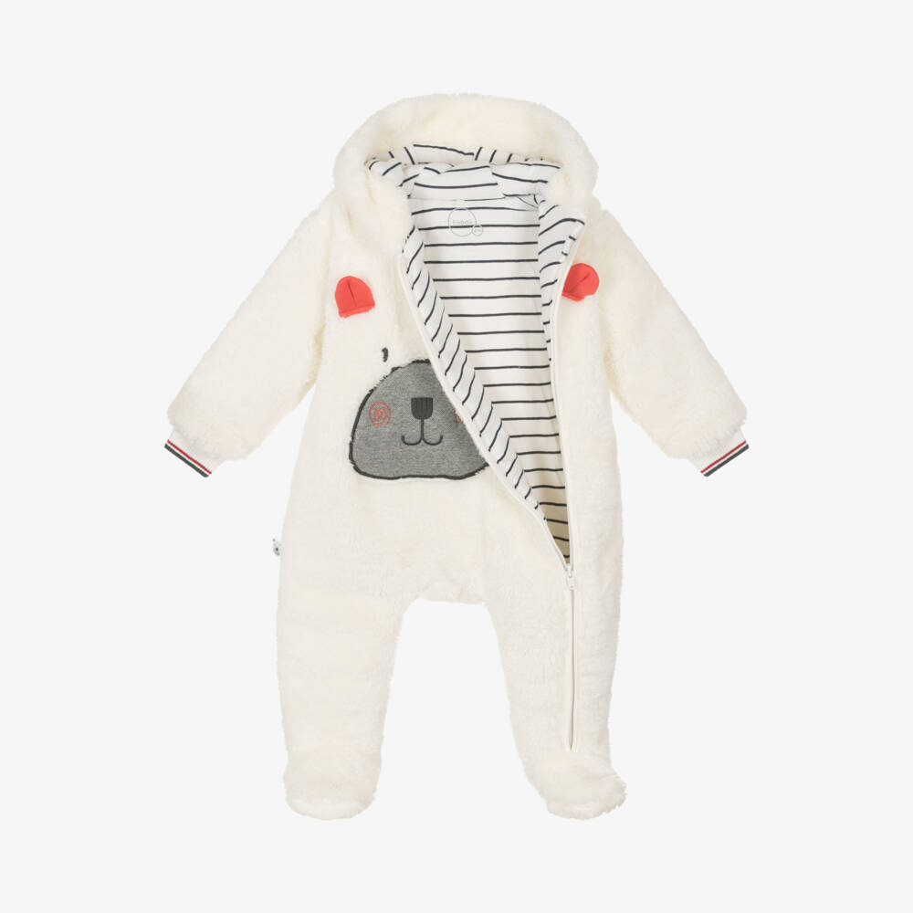 Boboli-Baby Boys Ivory Fleece Pramsuit | Childrensalon Outlet