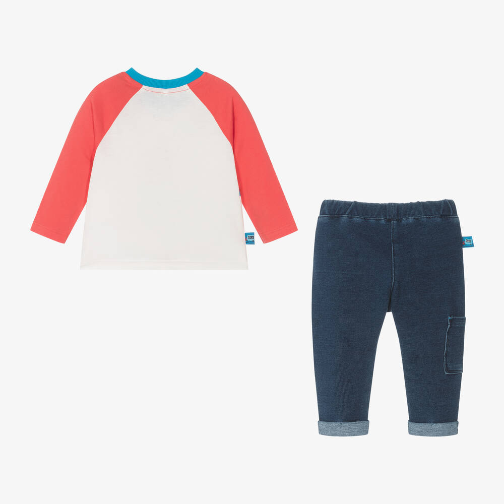 Boboli-Baby Boys Red & Blue Cotton Trouser Set | Childrensalon Outlet