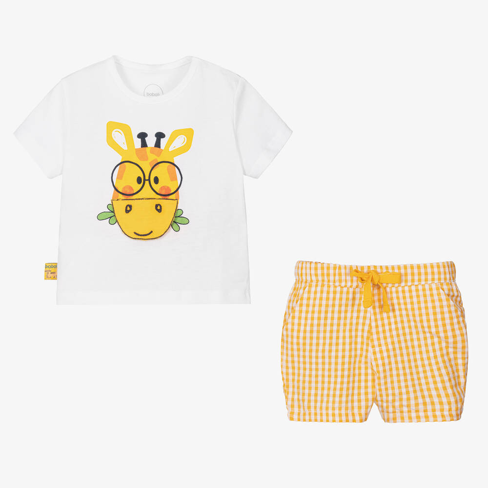 Boboli-طقم شورت قطن لون أصفر للمواليد | Childrensalon Outlet