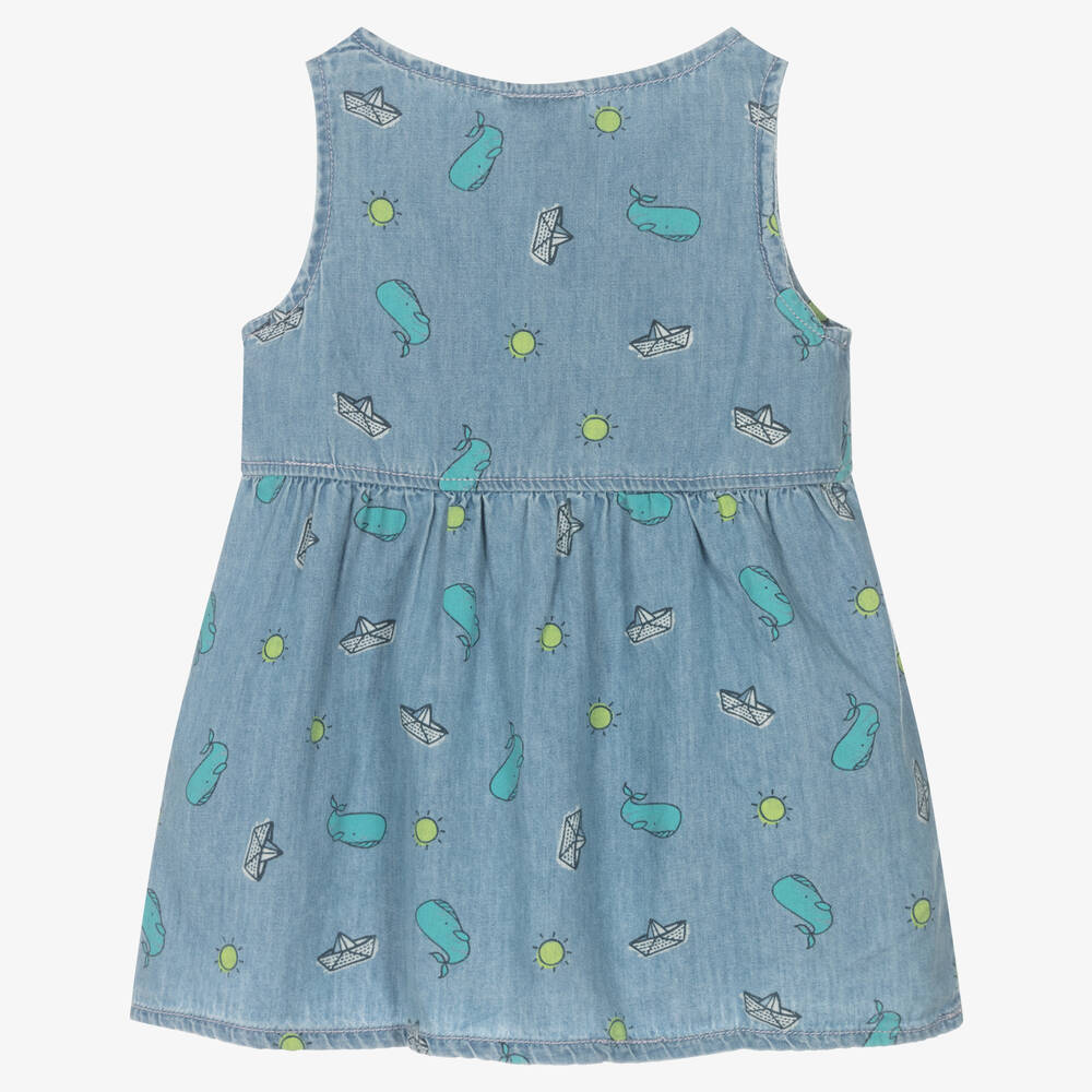 بوبولي-فستان قطن شامبري لون أزرق للمولودات | Childrensalon Outlet