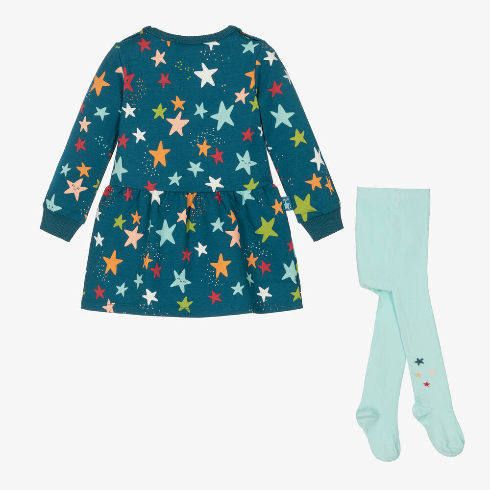 Boboli-Baby Girls Blue Cotton Dress Set | Childrensalon Outlet