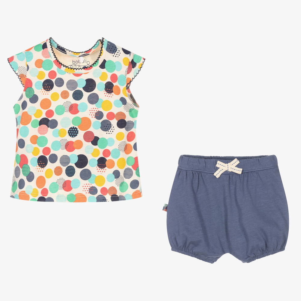 Boboli-Топ с геометрическим принтом и голубые шорты из хлопка | Childrensalon Outlet