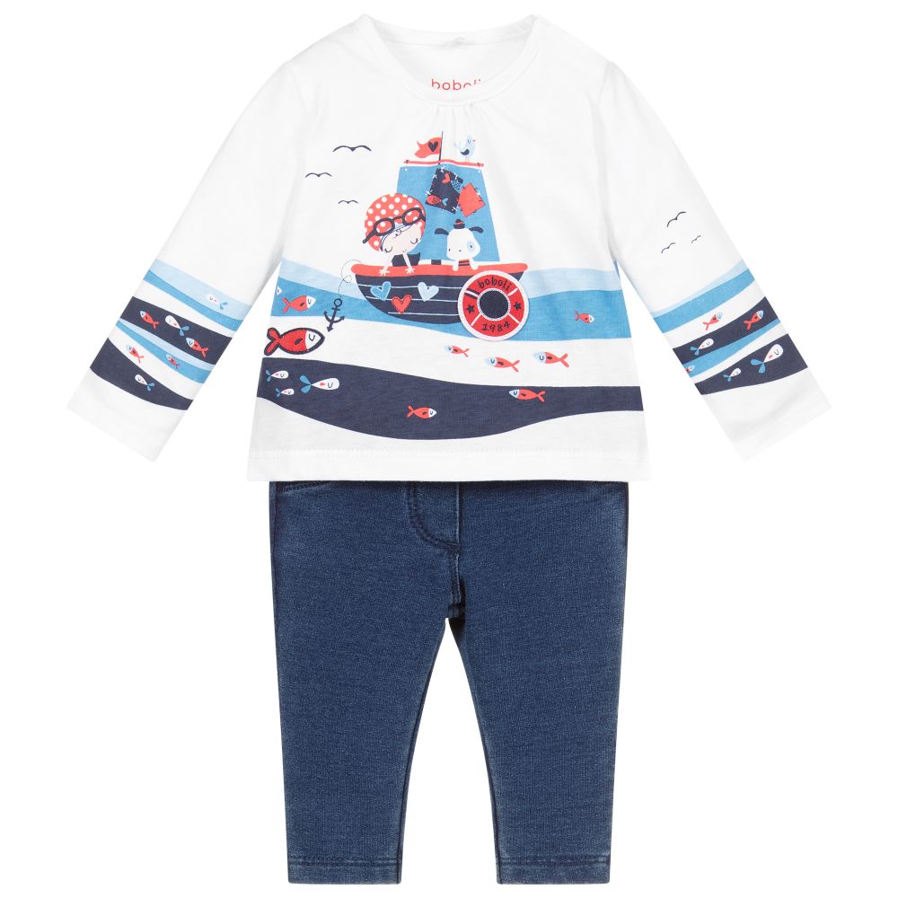 Boboli-Baby Girls Cotton Trouser Set | Childrensalon Outlet
