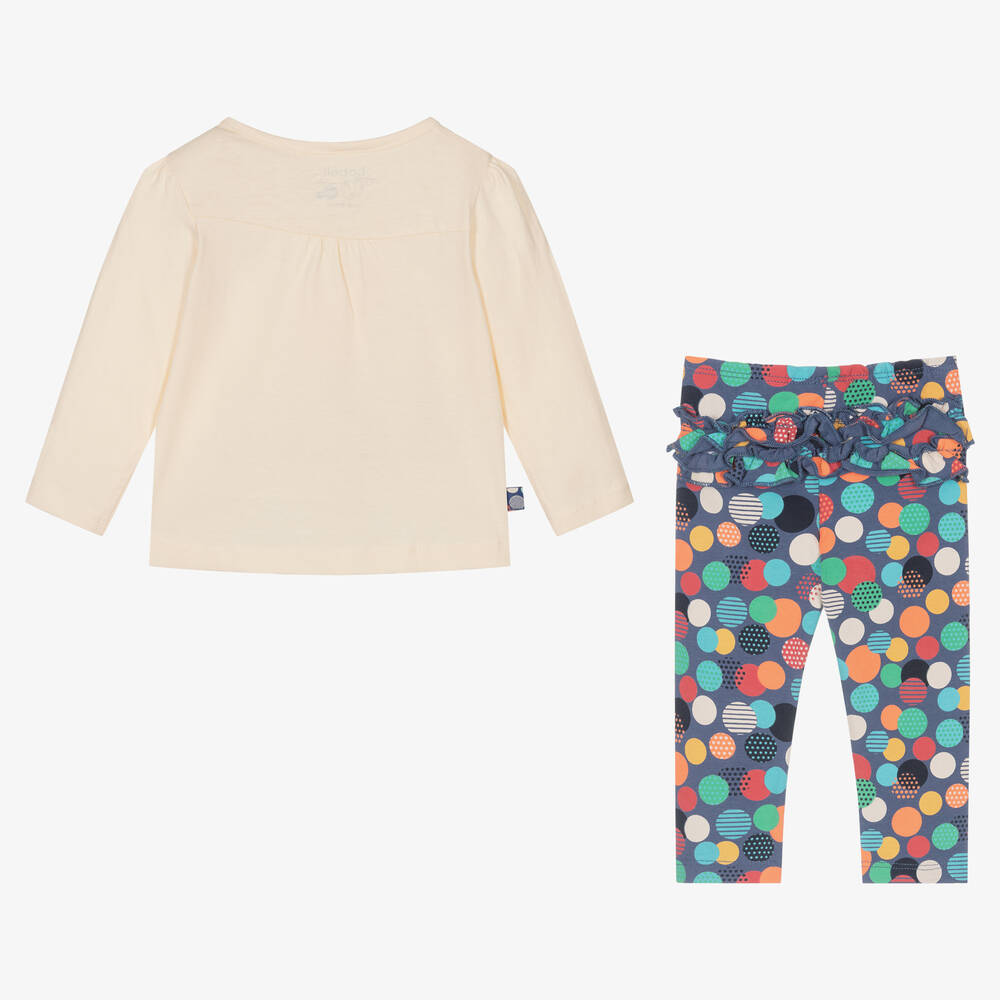 Bobux-طقم ليغنغز قطن لون عاجي وأزرق للمولودات | Childrensalon Outlet