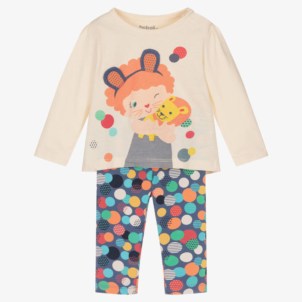 Boboli-Baby Girls Ivory & Blue Leggings Set | Childrensalon Outlet