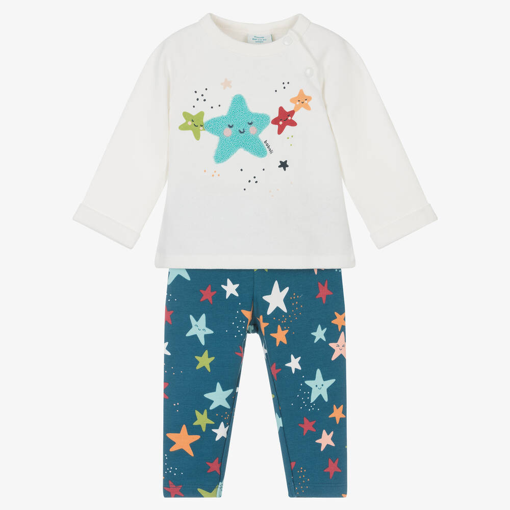 Boboli - Baby Girls Ivory & Blue Trouser Set | Childrensalon