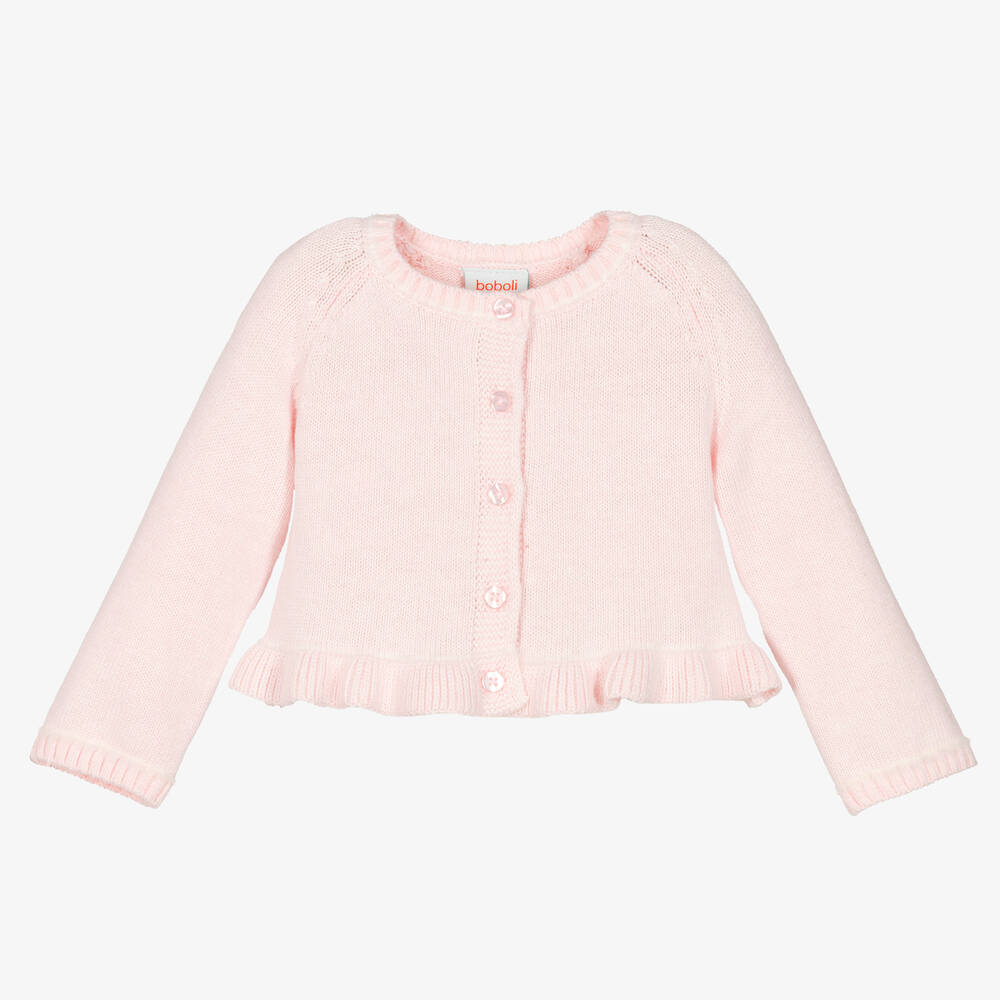 Boboli - Baby Girls Pale Pink Knitted Cardigan | Childrensalon