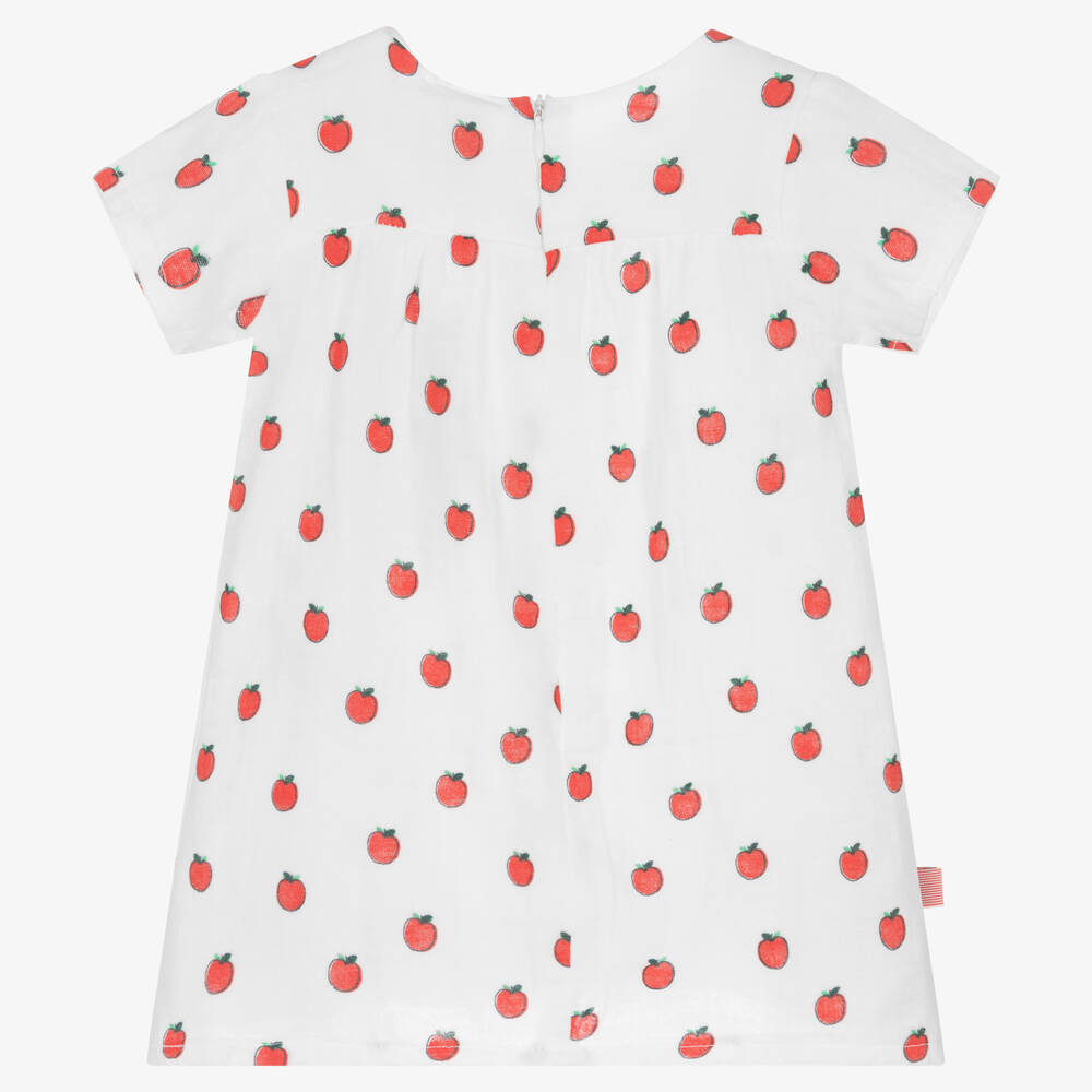 Boboli-Baby Girls White Cotton Apples Dress | Childrensalon Outlet