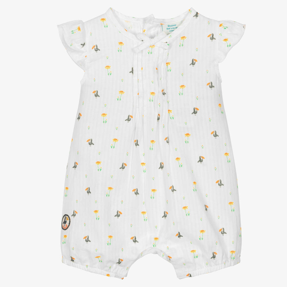 Boboli - Baby Girls White Cotton Toucan Shortie | Childrensalon