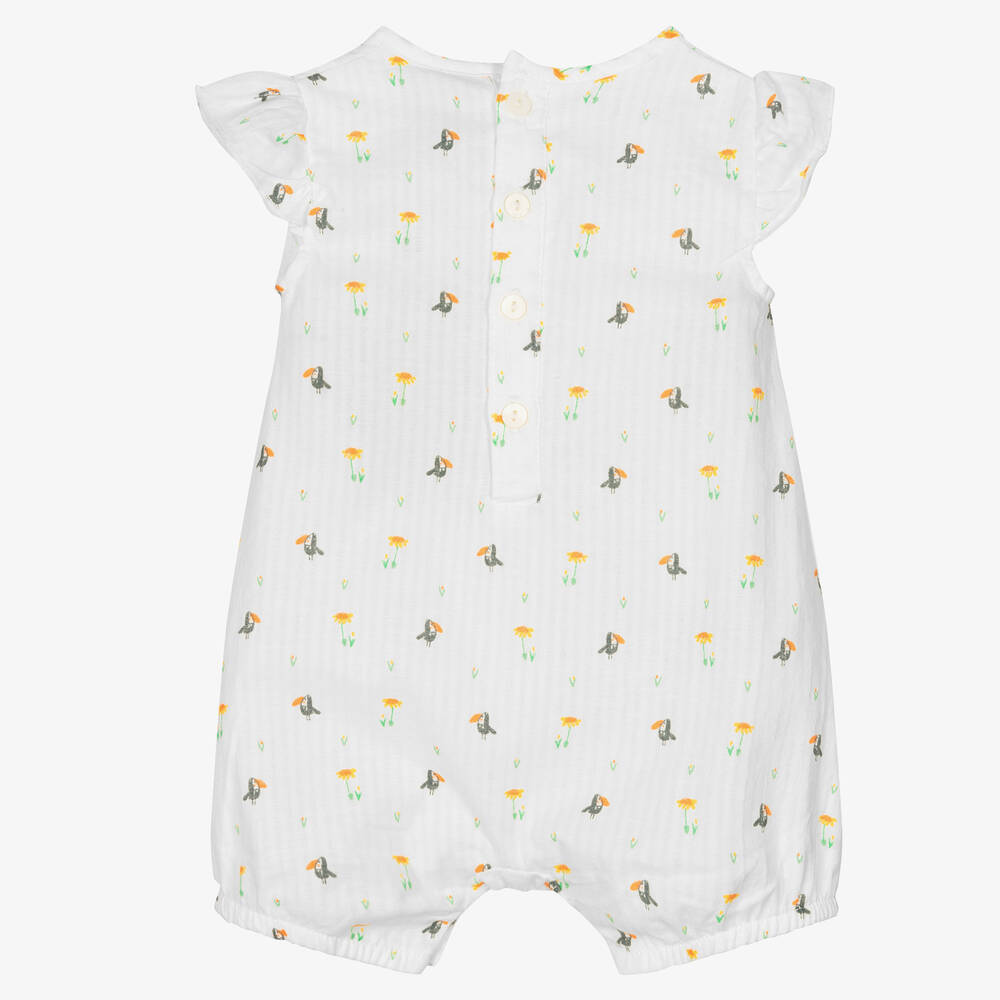 Boboli-Baby Girls White Cotton Toucan Shortie | Childrensalon Outlet