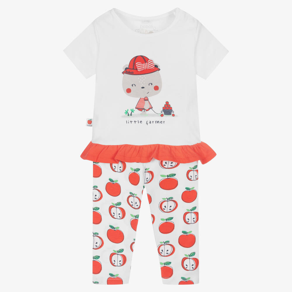 Boboli - Baby-Apfel-Leggings-Set in Weiß-Rot | Childrensalon