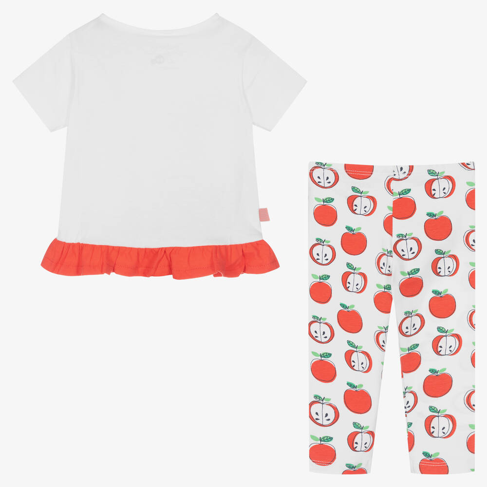 Boboli-Белый топ и легинсы с красными яблоками | Childrensalon Outlet
