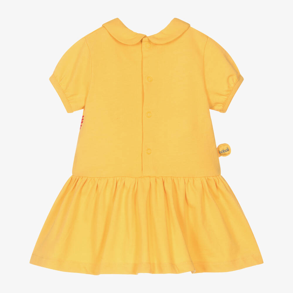 Boboli-Baby Girls Yellow Floral Cotton Jersey Dress | Childrensalon Outlet