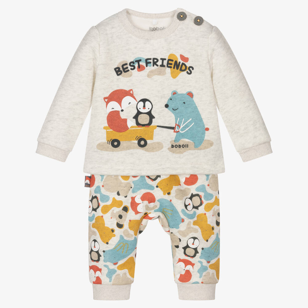 Boboli - Baby Grey Cotton Trouser Set  | Childrensalon