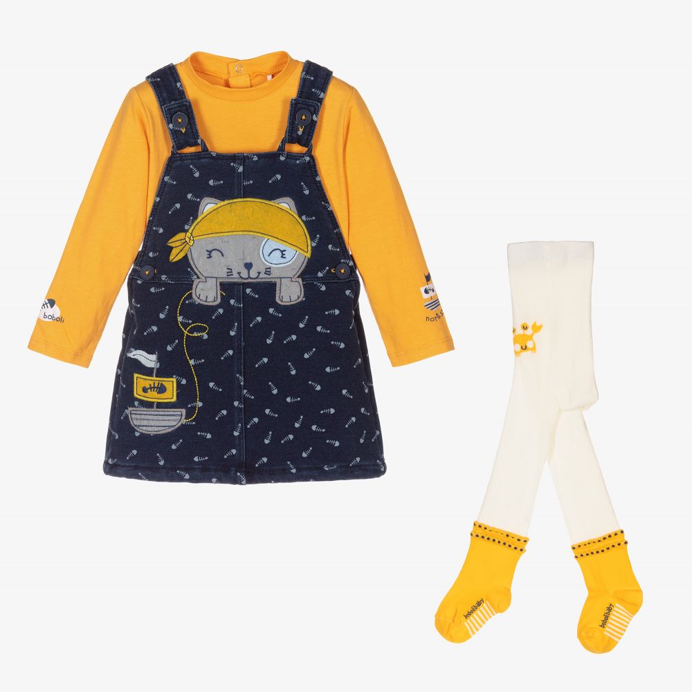 Boboli-Желто-синий комплект с платьем для малышей | Childrensalon Outlet