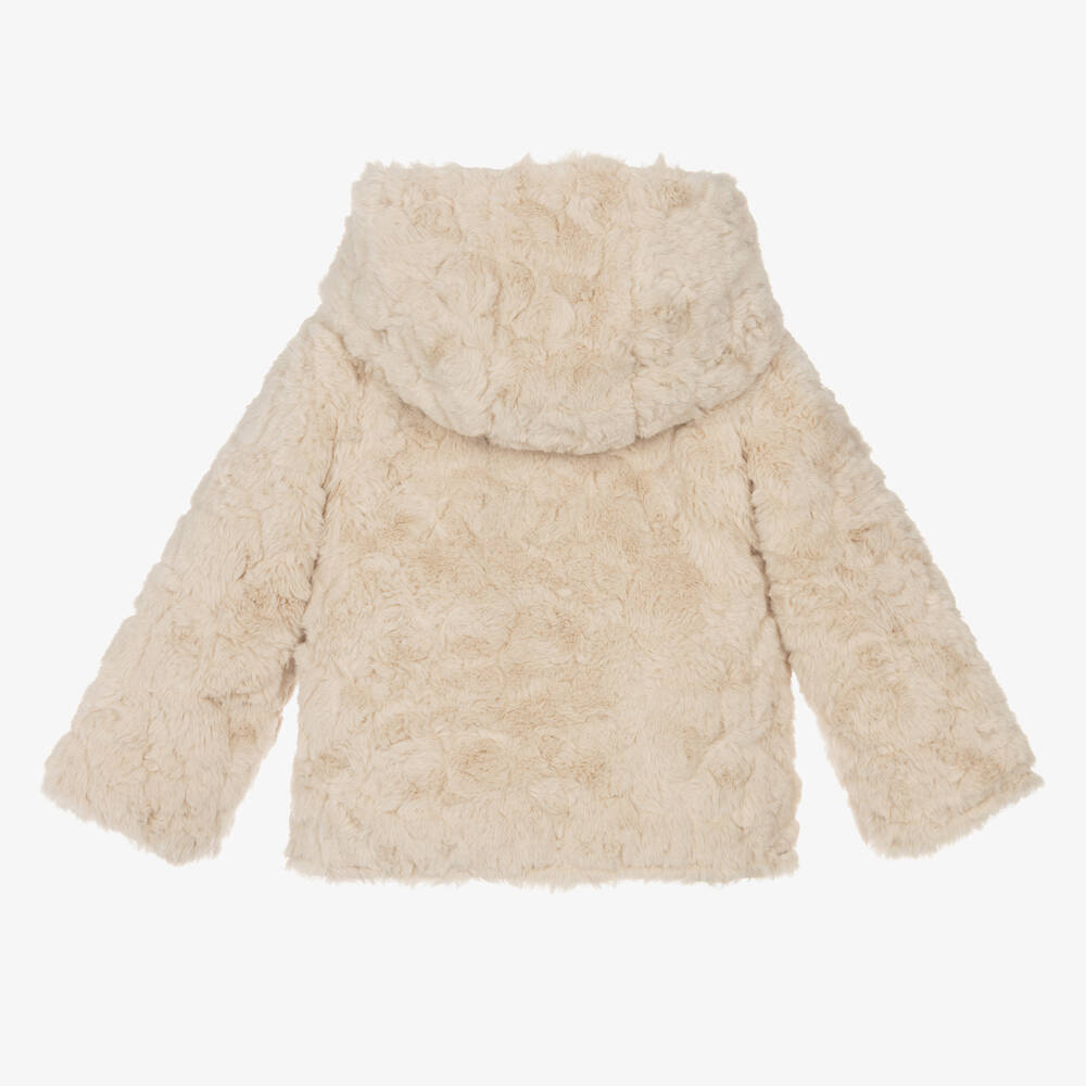 بوبولي-جاكيت بوجهين فرو صناعي وقطن لون بيج ورمادي | Childrensalon Outlet