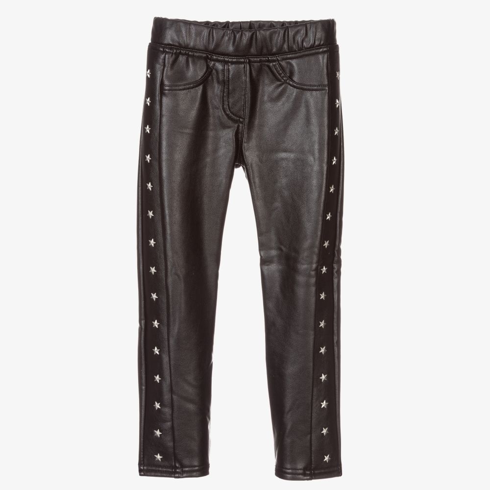 Boboli - Black Faux Leather Trousers | Childrensalon