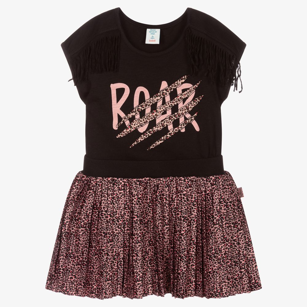 Boboli - Leopardenrock-Set in Schwarz und Rosa | Childrensalon