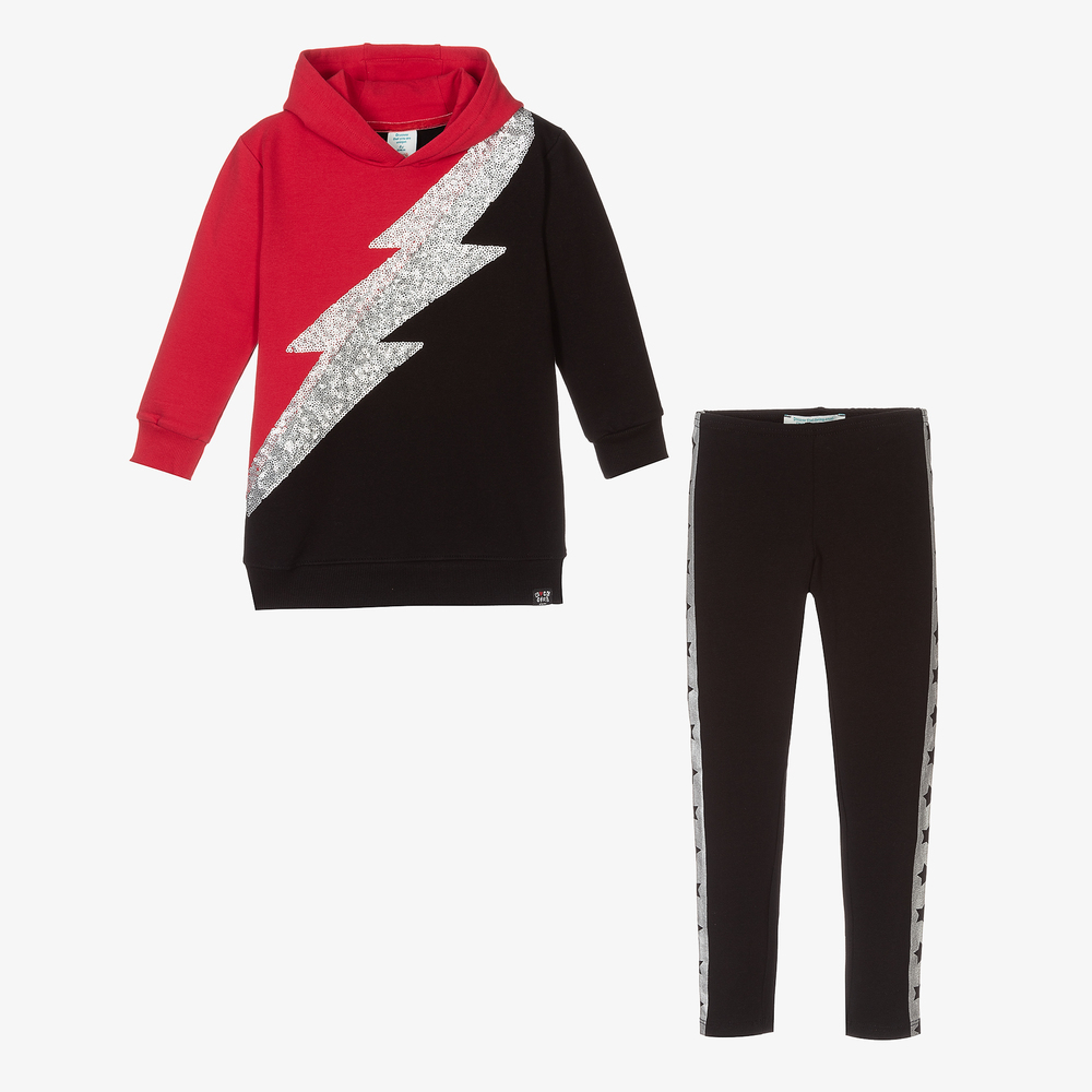 Boboli-Черно-красный топ с легинсами | Childrensalon Outlet