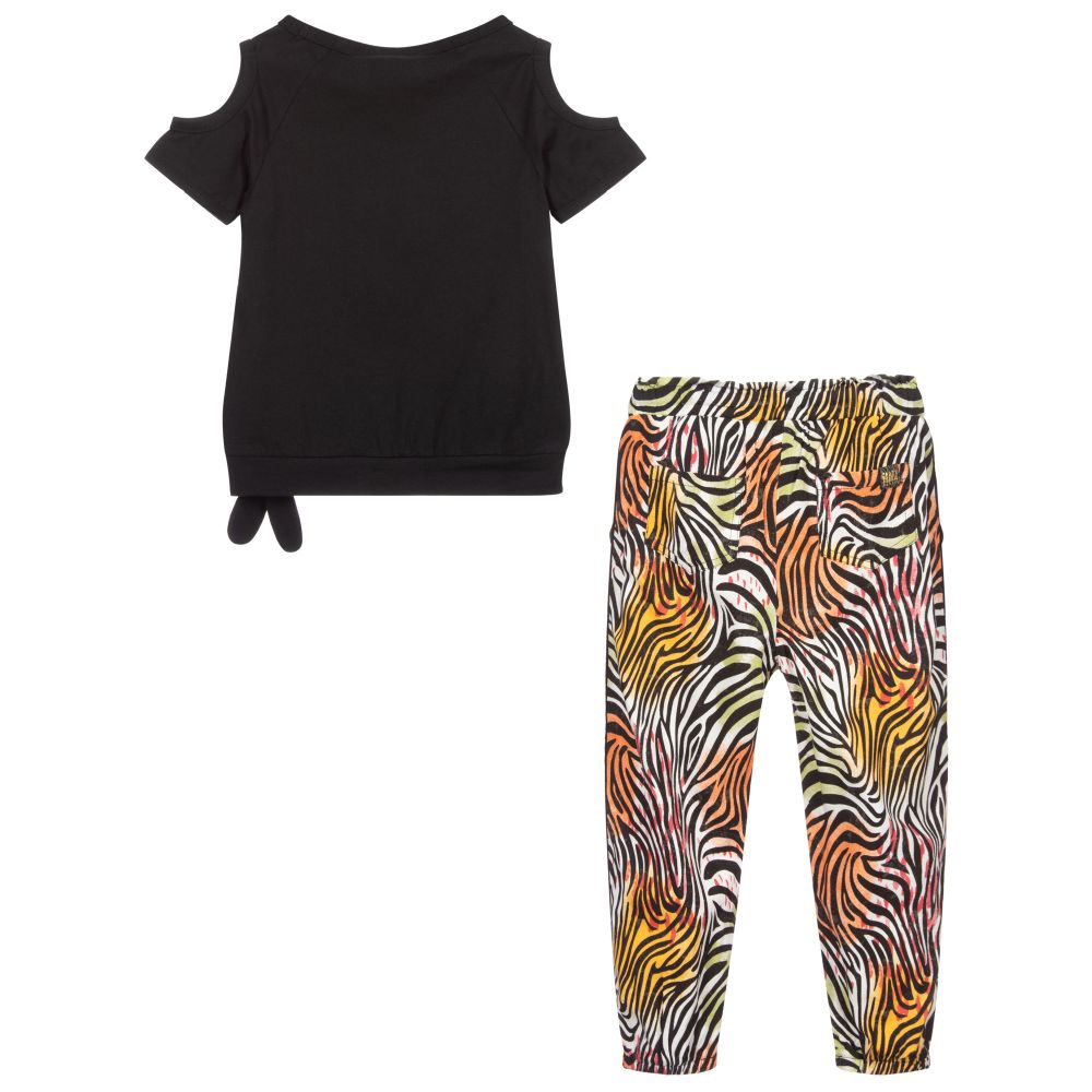 Boboli-Черный топ и брюки с принтом под зебру | Childrensalon Outlet