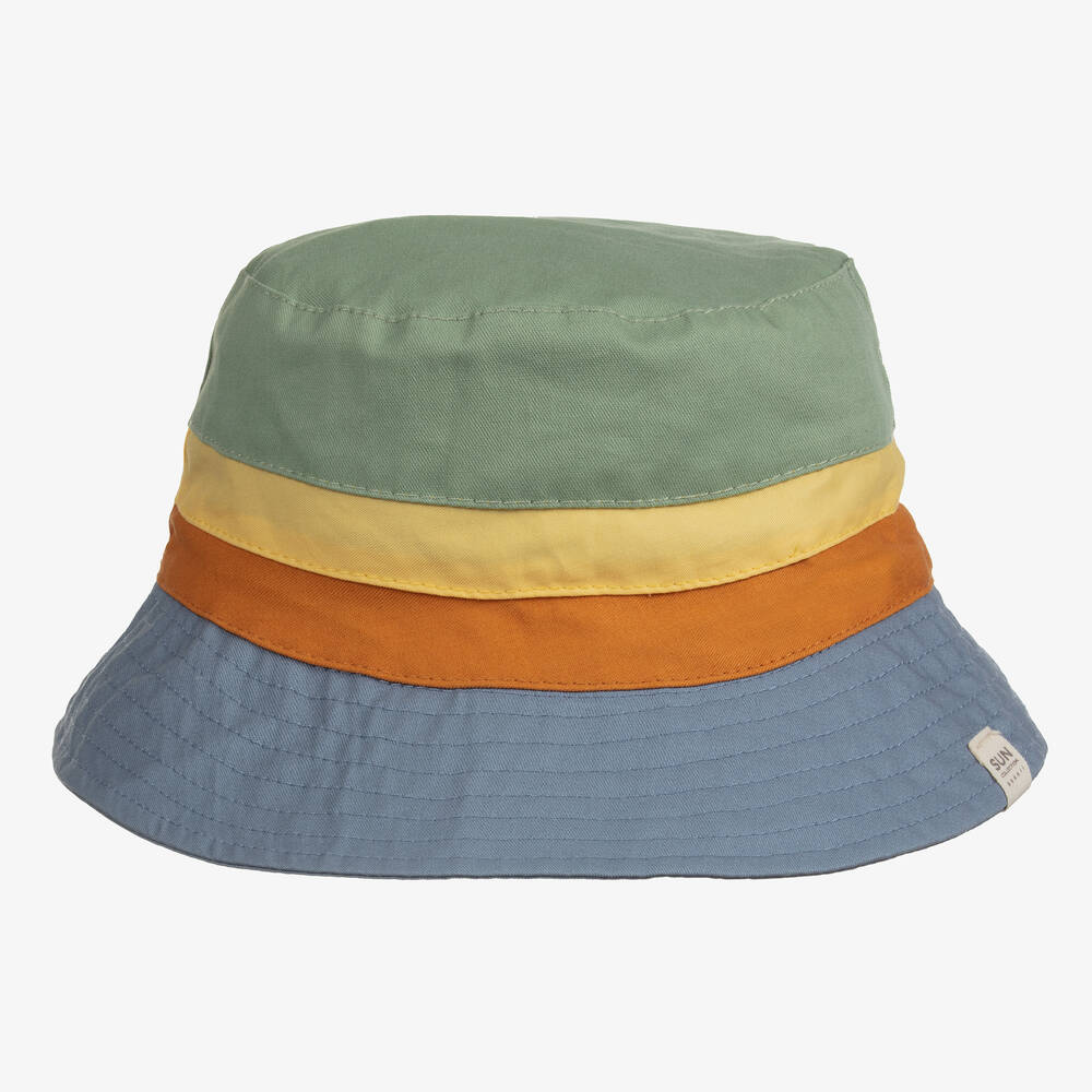 Boboli-Blue Colourblock Cotton Sun Hat | Childrensalon Outlet