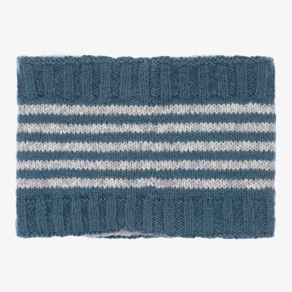 Boboli-Blue & Grey Knitted Snood | Childrensalon Outlet
