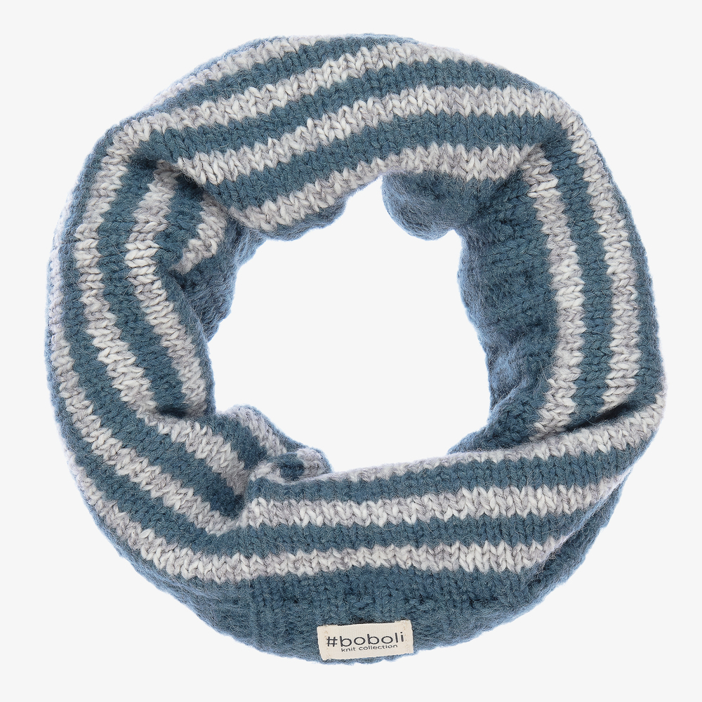 Boboli-Blue & Grey Knitted Snood | Childrensalon Outlet