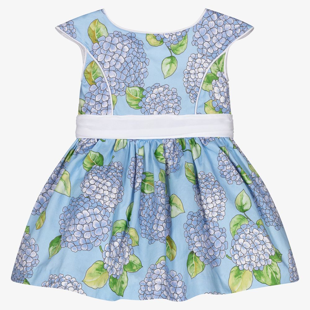 Boboli - Голубое хлопковое платье с гортензиями | Childrensalon