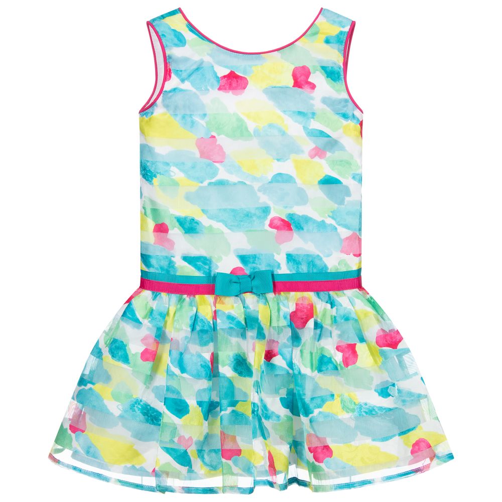 Boboli - فستان أورعانزا لون أزرق بطبعة ملونة | Childrensalon