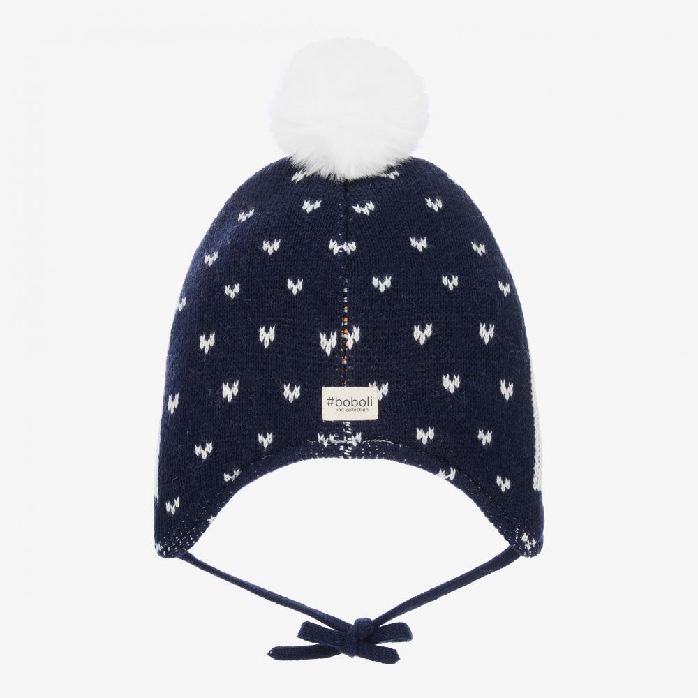 Boboli-قبعة مزيج قطن محبوك لون كحلي | Childrensalon Outlet