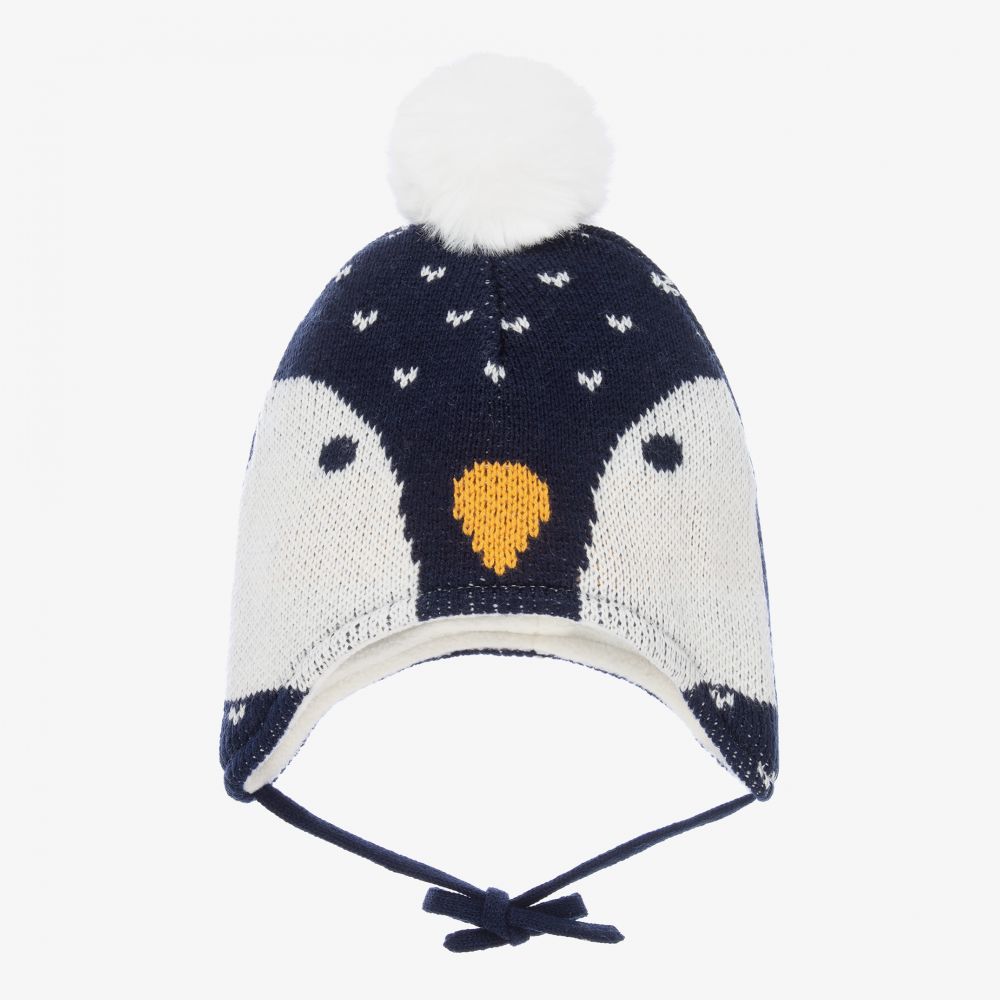 Boboli - Blue Penguin Knitted Hat | Childrensalon