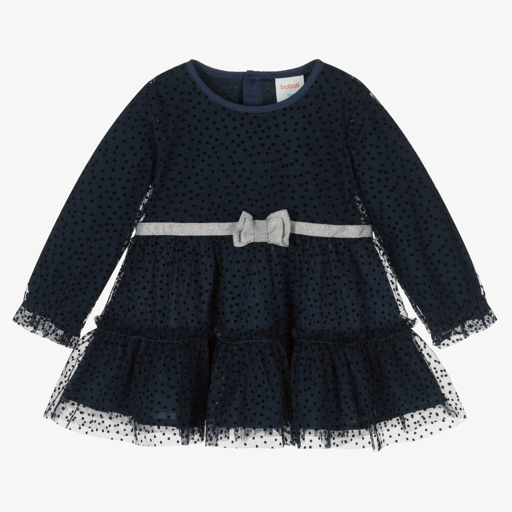 Boboli - Синее платье из тюля в горошек | Childrensalon