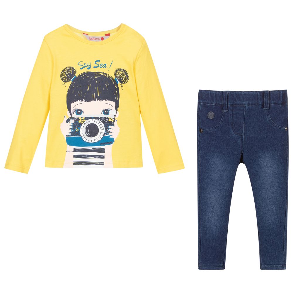 Boboli-Брючный комплект желтого и синего цвета | Childrensalon Outlet