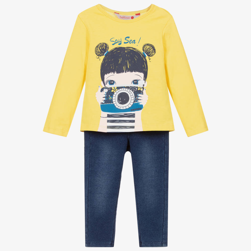 Boboli-Брючный комплект желтого и синего цвета | Childrensalon Outlet