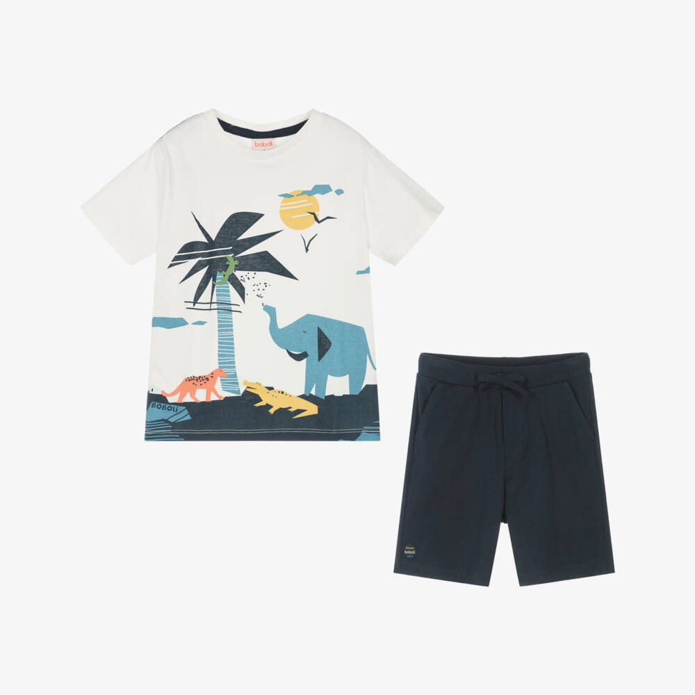 Boboli-Boys Azure Adventure Shorts Ensemble | Childrensalon Outlet