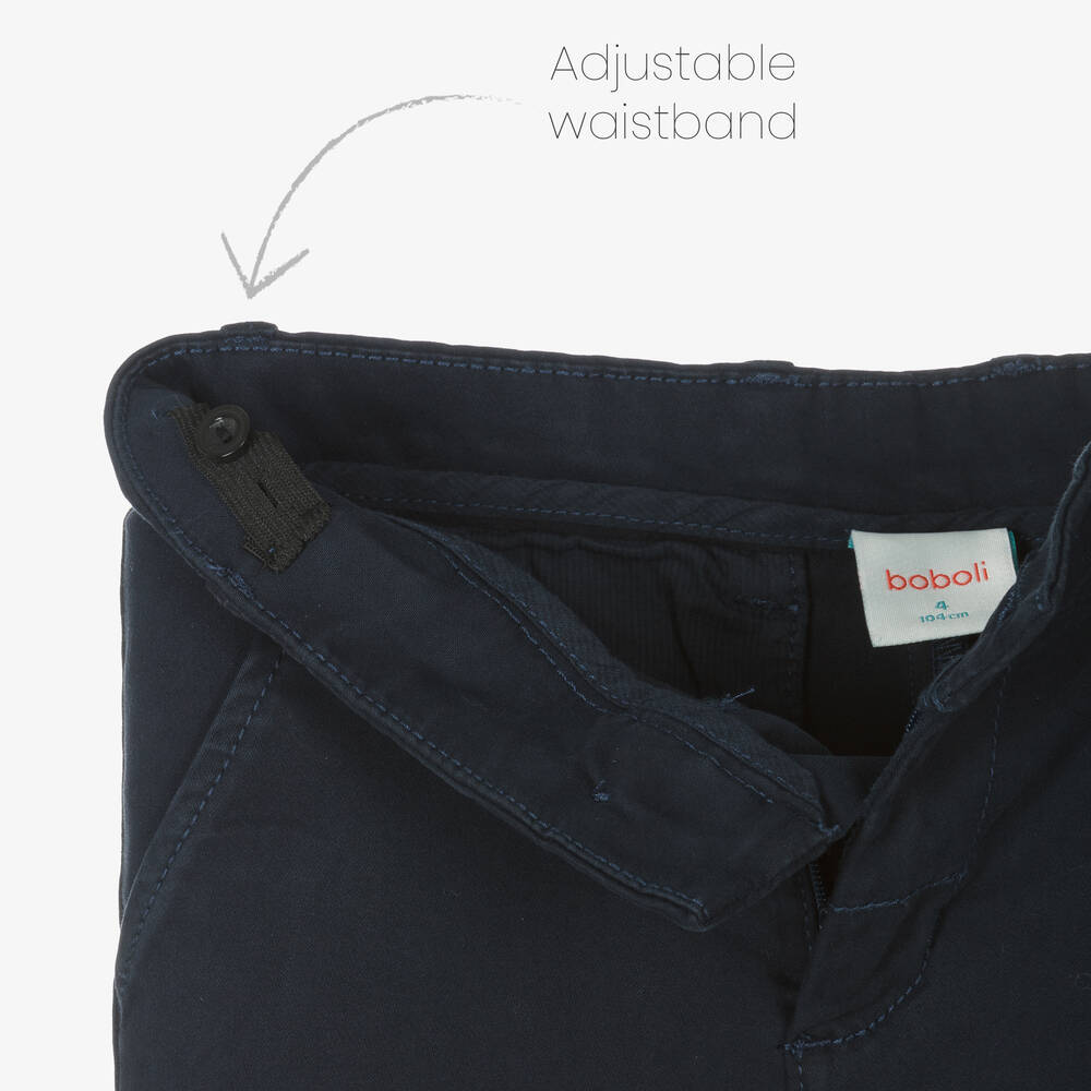 Boboli-طقم بنطلون قطن لون بيج وكحلي للأولاد | Childrensalon Outlet