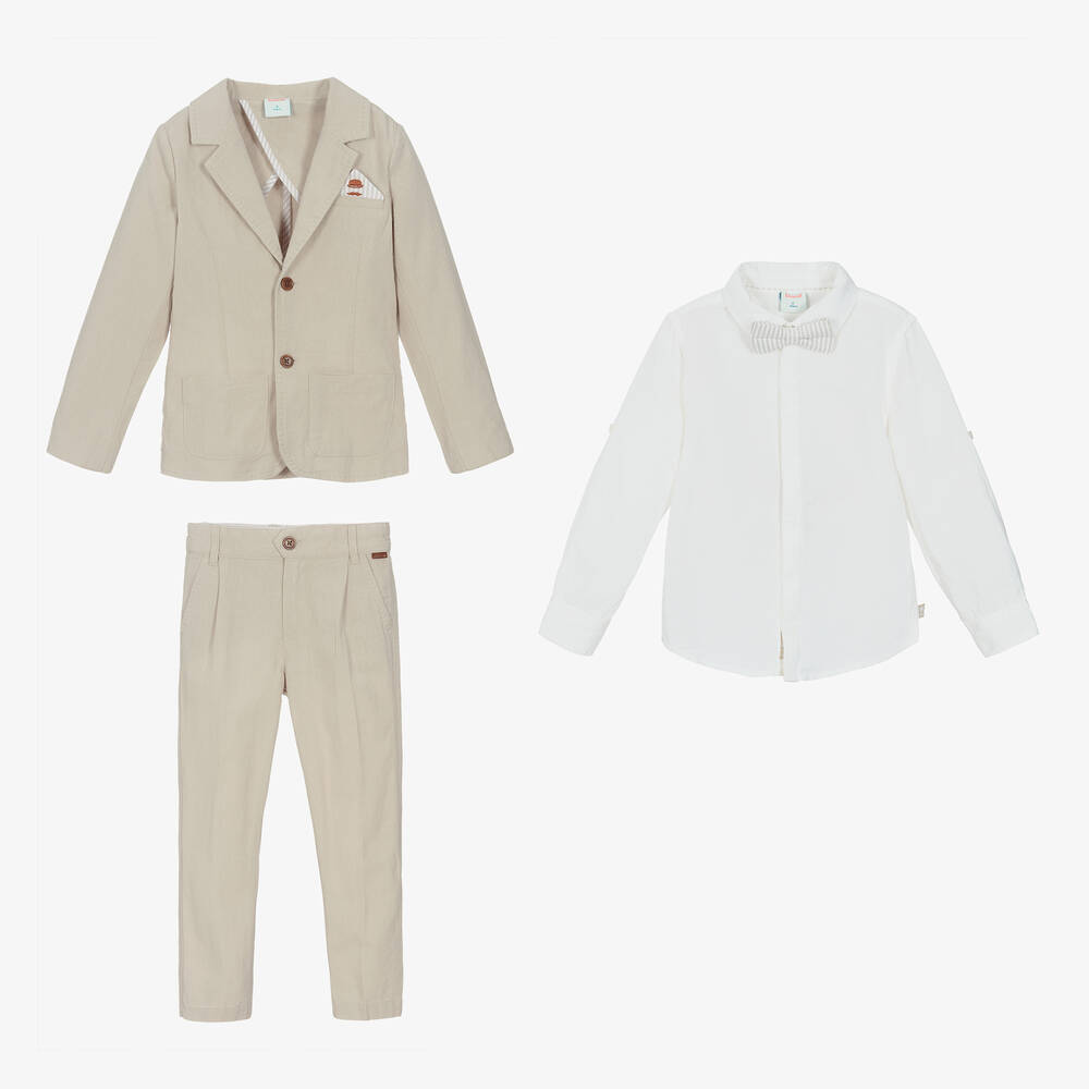 Boboli-Boys Beige & Ivory Trouser Set | Childrensalon Outlet